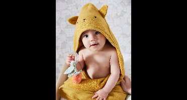 Badcape + handschoen van biologisch katoenen gaas*, Oeko-Tex®. oker