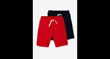 Set met 2 jongensbermuda's van molton rode set