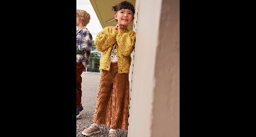 Wijde, fluwelen broek voor meisjes bruin