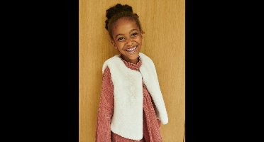 Bodywarmer van imitatiebont meisje ivoor