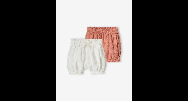 Set van 2 bloomers voor babymeisje van katoengaas wit