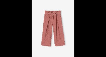 Wijde korte broek 'paperbag' voor meisjes, van katoengaas oudroze