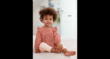 Babyblouse van katoengaas met ruches oudroze