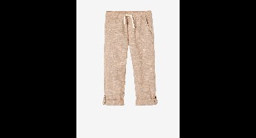 Roll-up jongensbroek in licht geweven stof gemêleerd beige
