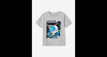 T-shirt met lovertjes en astronautenmotief gemêleerd grijs