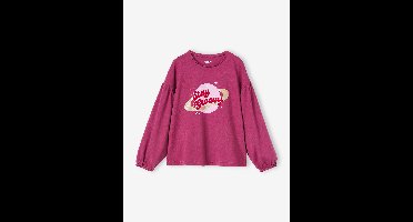 T-shirt met glansdetails en een fluwelen tekst meisje donkerpaars