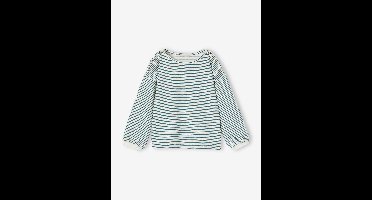 Gestreept meisjes-T-shirt met boothals groen, gestreept