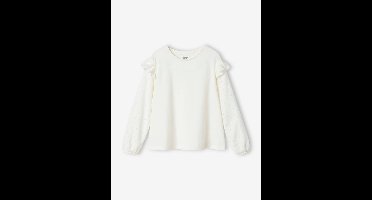 T-shirt BASICS met lange mouwen en ruches voor meisjes ecru