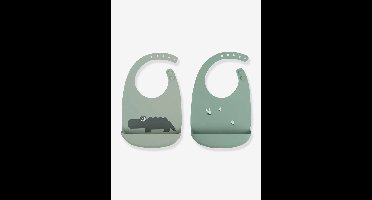 Set van 2 Croco siliconen slabbetjes DONE BY DEER groen