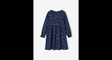 Meisjesfeestjurk met glanzende sterrenprint marineblauw