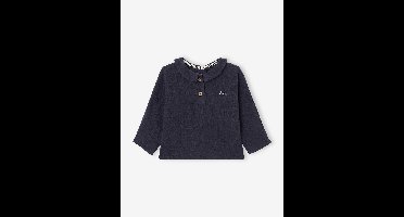 Babyshirt van katoengaas om te personaliseren nachtblauw