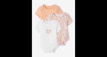 Set van 3 meegroeiende rompertjes van biologisch katoen abrikoos (poederkleur)