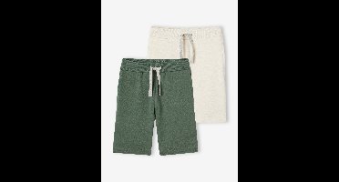 Set met 2 jongensbermuda's van molton saliegroen