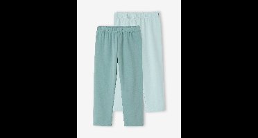 Set van 2 leggings meisje tot halverwege de kuit smaragdgroen