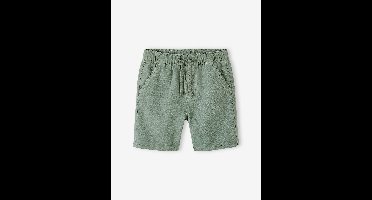 Jongensbermuda van katoen/linnen blauwgroen