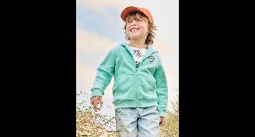 Jongenssweater met rits en capuchon Basics turquoiseblauw