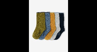 Set van 5 paar jongenssokken Basics olijf