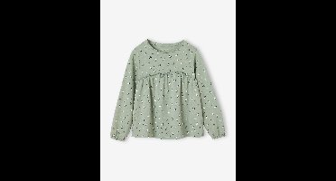 Shirtblouse met print voor meisjes groengrijs