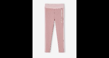 Sportlegging meisjes met zijstroken roze (poederkleur)