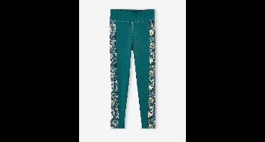 Sportlegging van technisch materiaal meisjes zijstroken exotische bloemen smaragdgroen