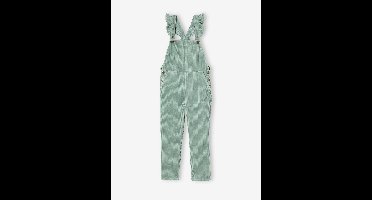 Velours meisjestuinbroek met ruches op de bandjes groengrijs