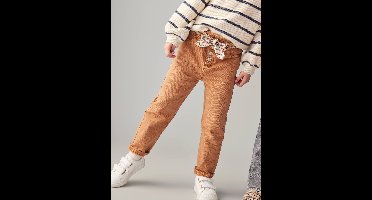 Paperbag broek voor meisjes met sjaal-riem met bloemen kaneel