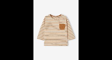 Gestreept T-shirt baby met lange mouwen pecannoot