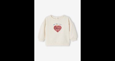 Babysweater met hartjes in bouclé ecru