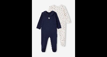 Set van 2 slaappakjes "hartjes" voor pasgeborenen marineblauw