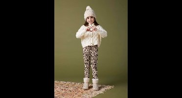 Meisjeslegging met fleecevoering bruin met print