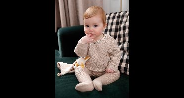 Tricot babybroekje met voetjes katoen/wol gemêleerd beige