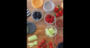 Doos met 6 glazen inmaakpotten BEABA meerkleurig