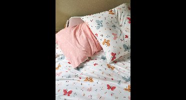 Set dekbedovertrek + kussensloop voor kinderen VLINDERS Basics roze