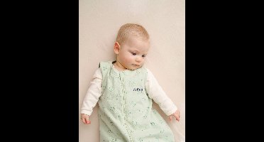 Essentiële zomerslaapzak met aanpasbare centrale opening BALI groen, bedrukt