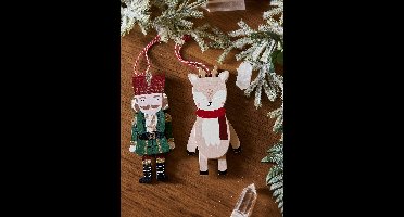 Set van 2 houten poppetjes Notenkraker groen