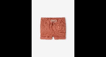 Gekeperde short met elastische tailleband babyjongen terracotta