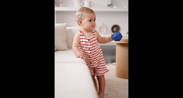 Combishort voor baby's van jersey met gebreid effect rood, gestreept