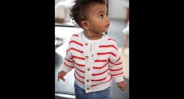 Gebreid vestje voor baby's rood, gestreept
