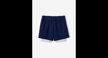Sportshort 2 in 1 voor meisjes van technisch materiaal marineblauw