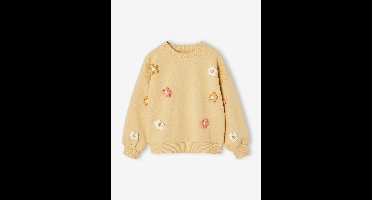 Meisjessweater met 3D bloemen goudgeel