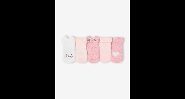 Set van 5 paar sokken "kat" baby lichtroze