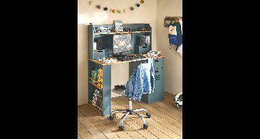Bureau voor kinderen/tieners met opbergruimte - MISTRAL grijsblauw