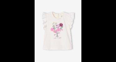 T-shirt met bloemen in reliëf baby vanille