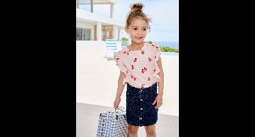 Jeans meisjesrok met knopen ongewassen denim