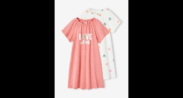 Set van 2 nachtjassen met hartjes koraal