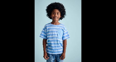 Aanpasbaar jongensshirt met strepen blauw