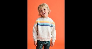 Jongenssweater met ronde kraag met grafisch motief gemêleerd wit