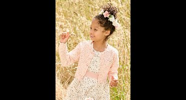 Kort meisjesvest met stikseldetails lichtroze