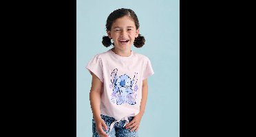 T-shirt met knoop "Good day" Disney® Stitch korte mouwen lila (poederkleur)