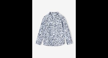 Jongenshemd met bloemenprint en Maokraag blauw, bedrukt